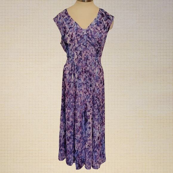 Evan Picone Purple Sleeveless Midi Fit and Flare Dress Size 14 - Picture 1 of 8